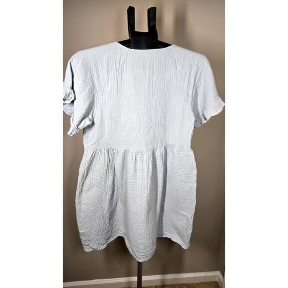 Madewell Womens Babydoll Dress Ruffled Sleeves With Pockets Blue Sz XS - Picture 2 of 7